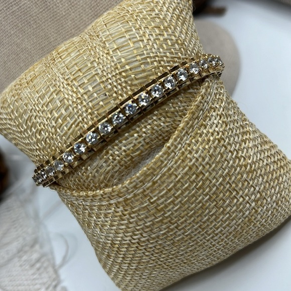 90s/2000s Sterling Silver CZ Tennis Bracelet - Gold Finish, 7.25" - Picture 3 of 10